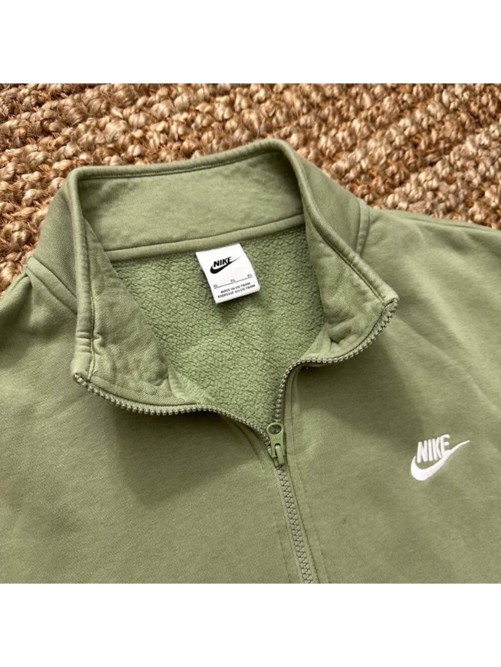 Nike Mens Club Fleece 1/4 Zip Pullover Sweatshirt Sage Light Green XL